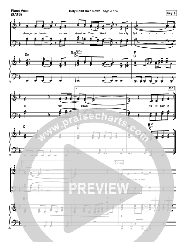 Holy Spirit Rain Down Piano/Vocal (Hillsong Worship)