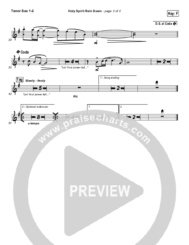 Holy Spirit Rain Down Tenor Sax 1/2 (Hillsong Worship)