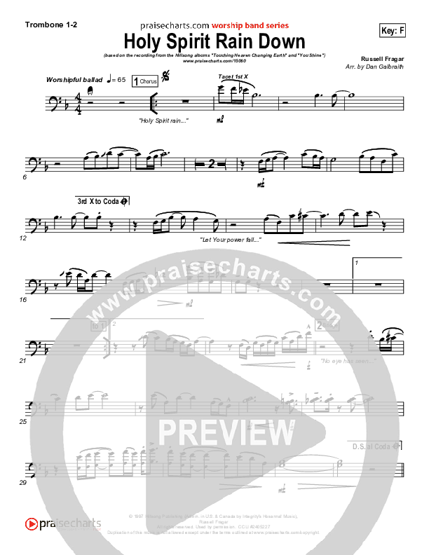 Holy Spirit Rain Down Trombone 1/2 (Hillsong Worship)