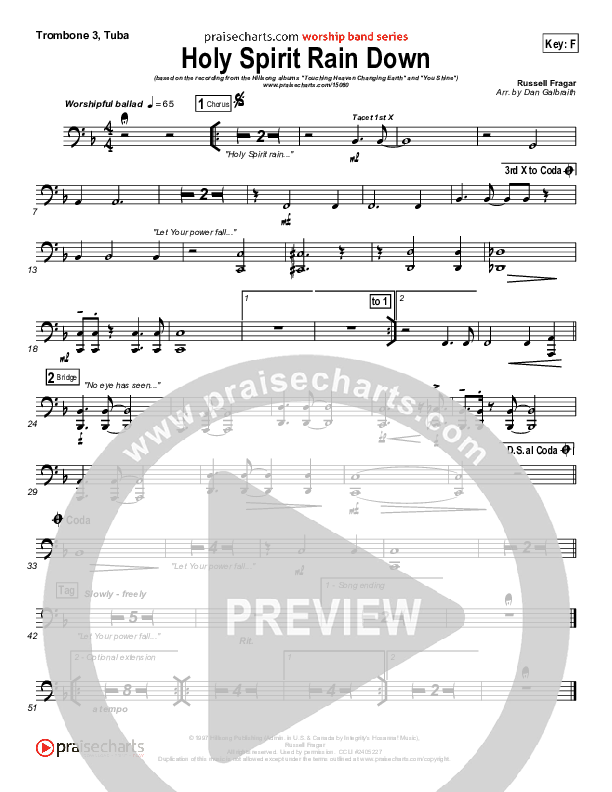 Holy Spirit Rain Down Trombone 3/Tuba (Hillsong Worship)