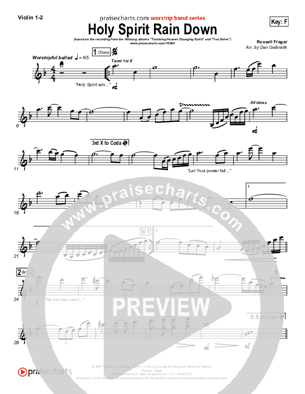 Holy Spirit Rain Down Violin 1/2 (Hillsong Worship)