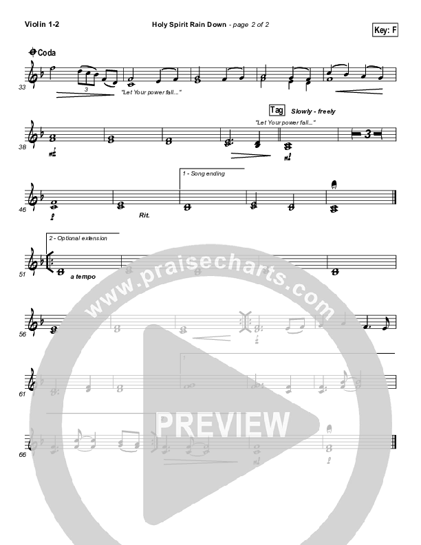 Holy Spirit Rain Down Violin 1/2 (Hillsong Worship)