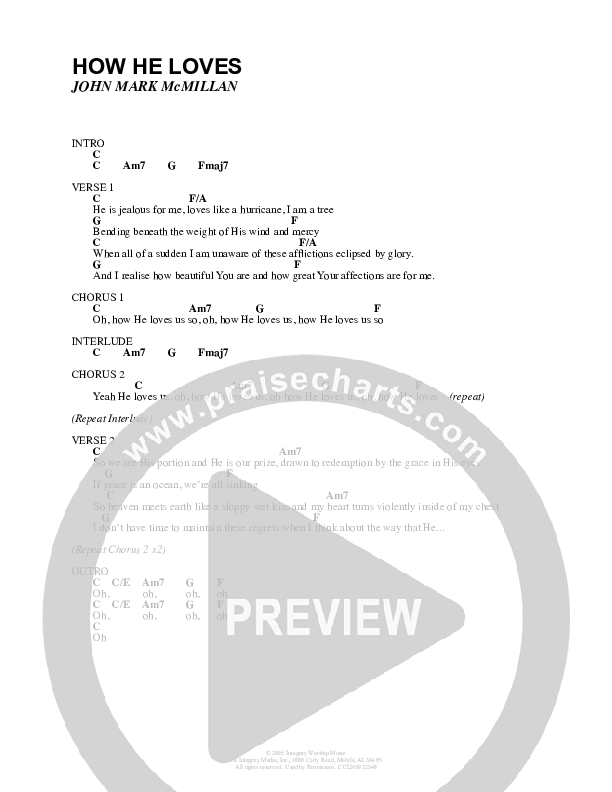 How He Loves Chords & Lyrics (John Mark McMillan)