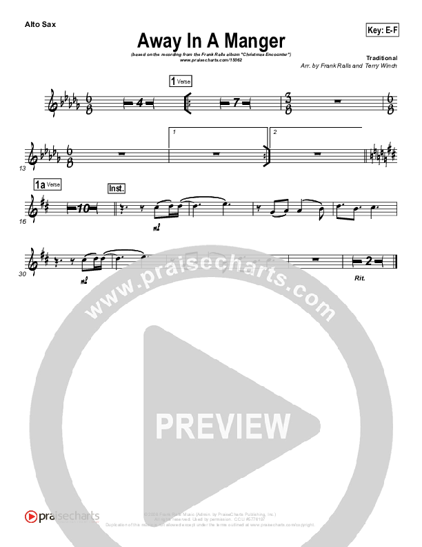 Away In A Manger Alto Sax (Frank Ralls)