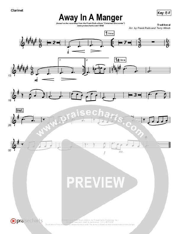Away In A Manger Clarinet (Frank Ralls)