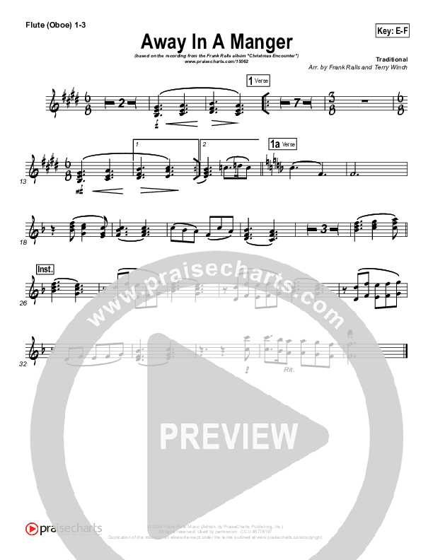 Away In A Manger Flute/Oboe 1/2/3 (Frank Ralls)