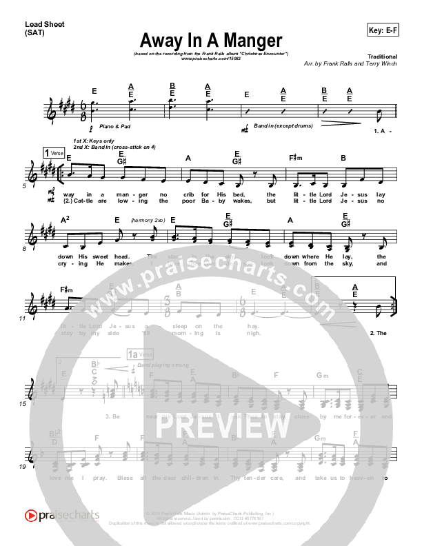Away In A Manger Lead Sheet (Frank Ralls)