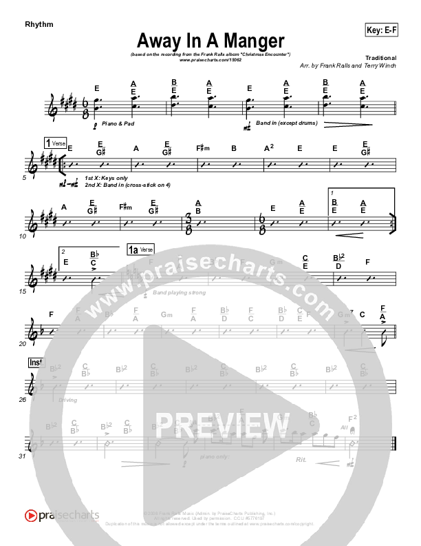 Away In A Manger Rhythm Chart (Frank Ralls)