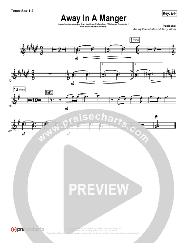 Away In A Manger Tenor Sax 1/2 (Frank Ralls)