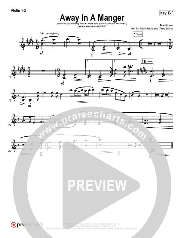 Away In A Manger Violin 1/2 (Frank Ralls)