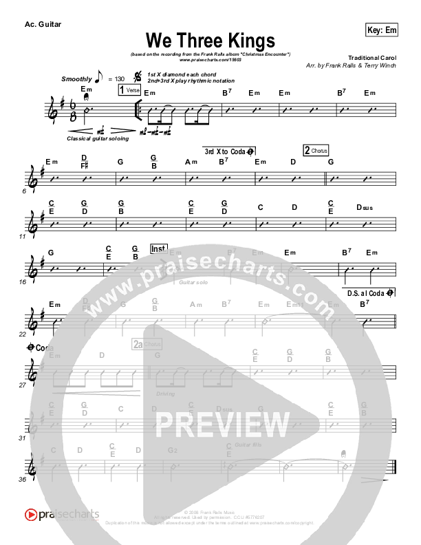 We Three Kings Rhythm Chart (Frank Ralls)