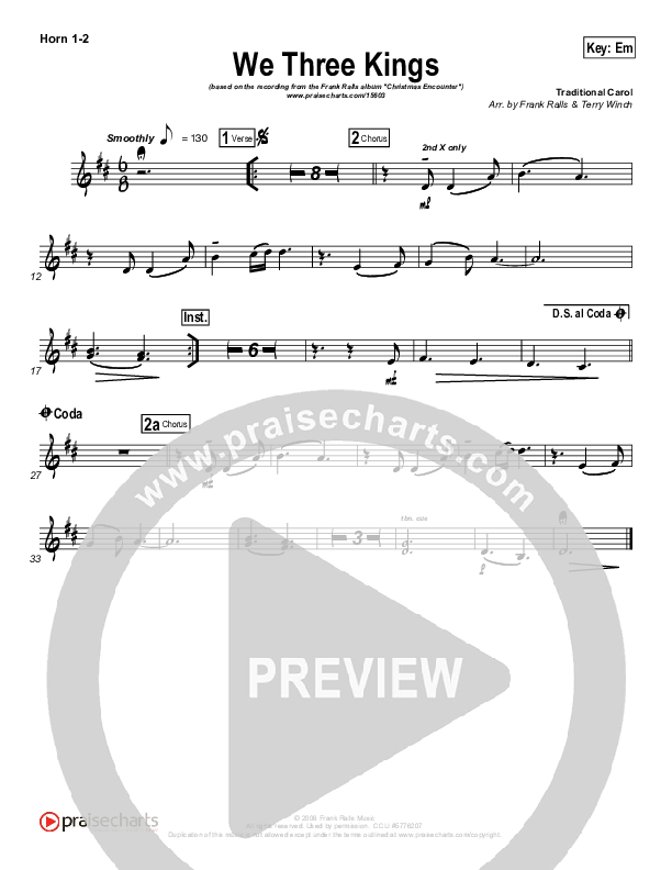 We Three Kings French Horn 1/2 (Frank Ralls)