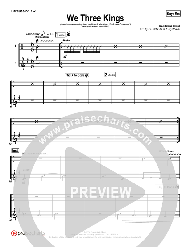 We Three Kings Percussion (Frank Ralls)