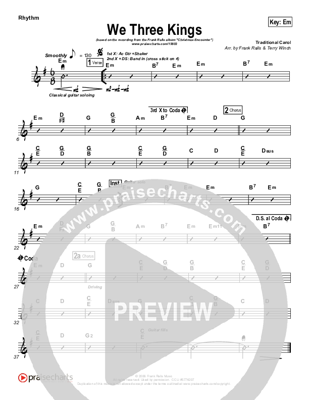 We Three Kings Rhythm Chart (Frank Ralls)