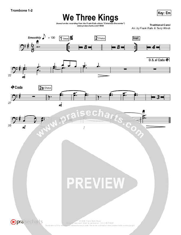 We Three Kings Trombone 1/2 (Frank Ralls)