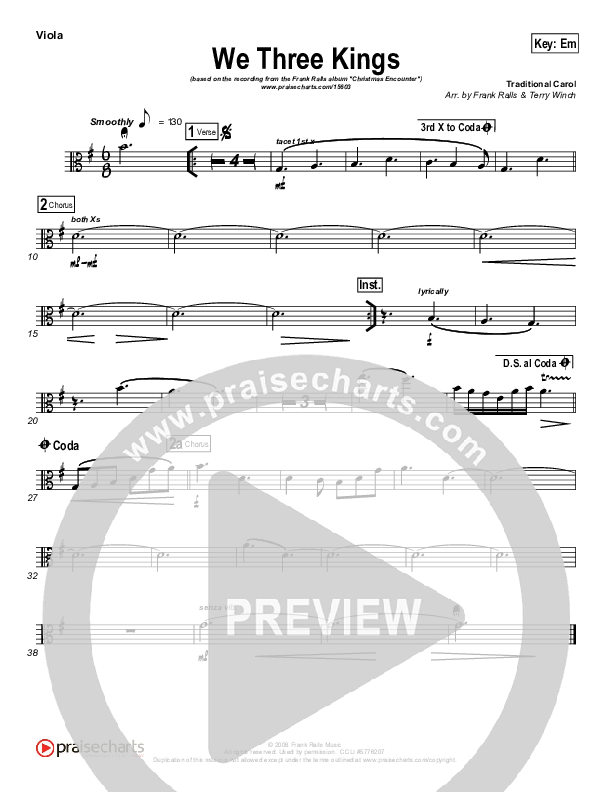 We Three Kings Viola (Frank Ralls)