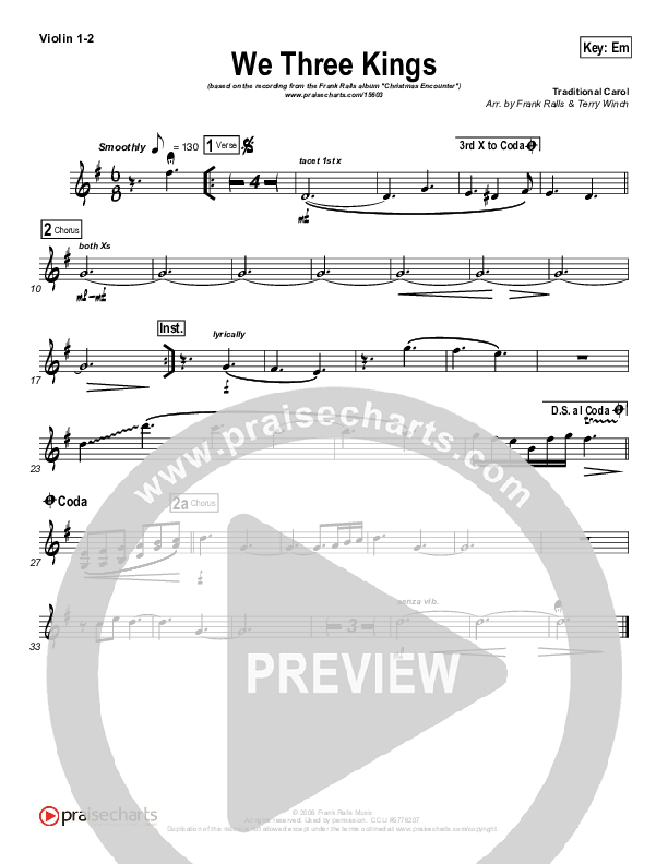 We Three Kings Violin 1/2 (Frank Ralls)