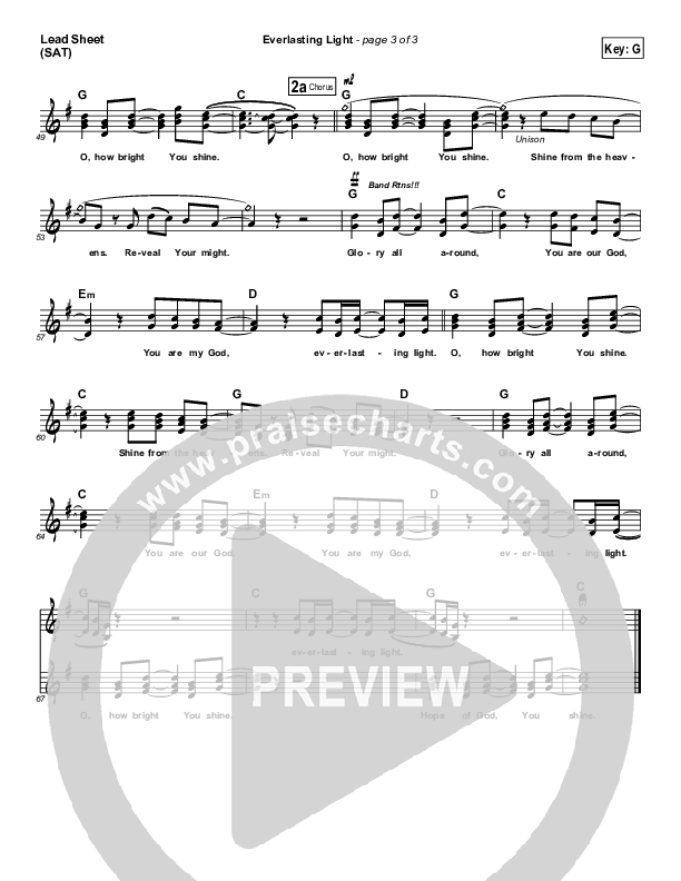 Everlasting Light Lead Sheet (Worship Rises / Drew Brown)