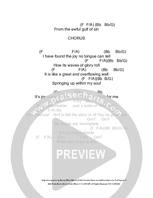 Joy Unspeakable Chords & Lyrics (Todd Agnew)