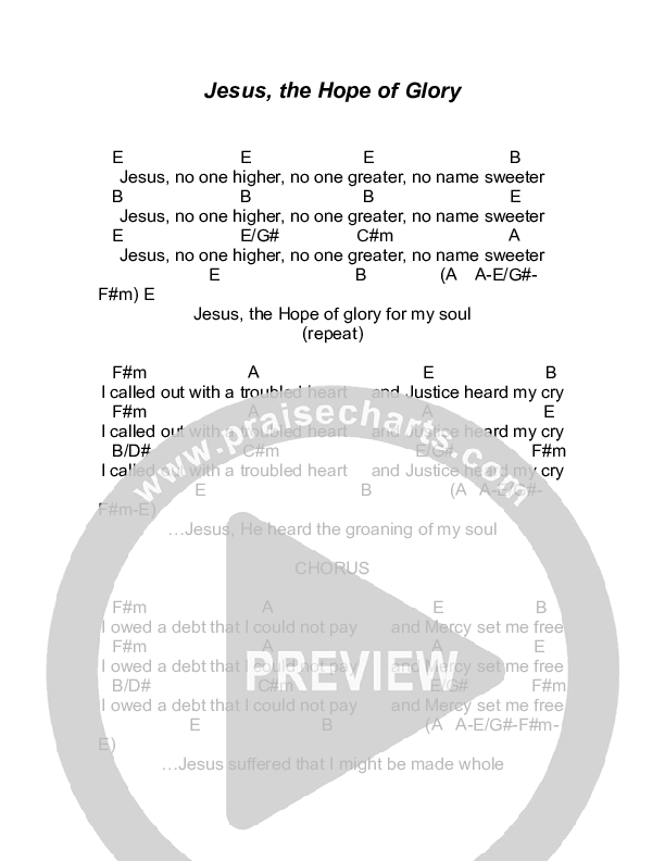 Jesus The Hope Of Glory Chords & Lyrics (Todd Agnew)