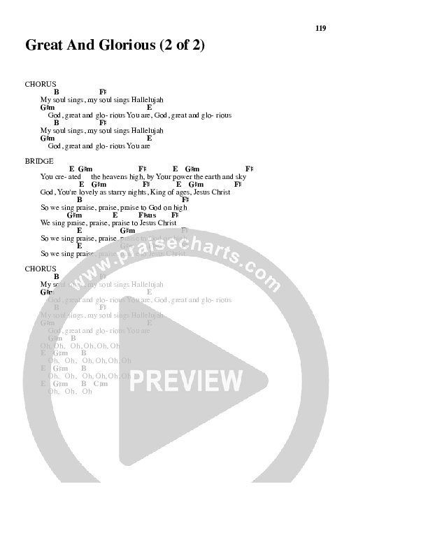 Great And Glorious Chords & Lyrics (ALM:uk)