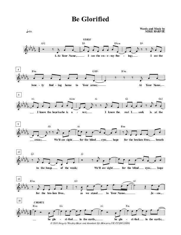 Be Glorified Lead Sheet (ALM:uk)