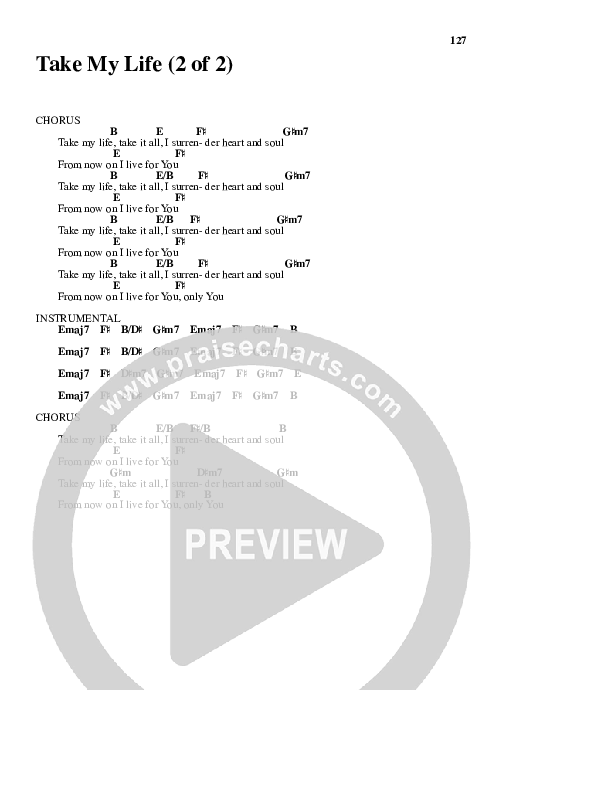 Take My Life Chords & Lyrics (ALM:uk)