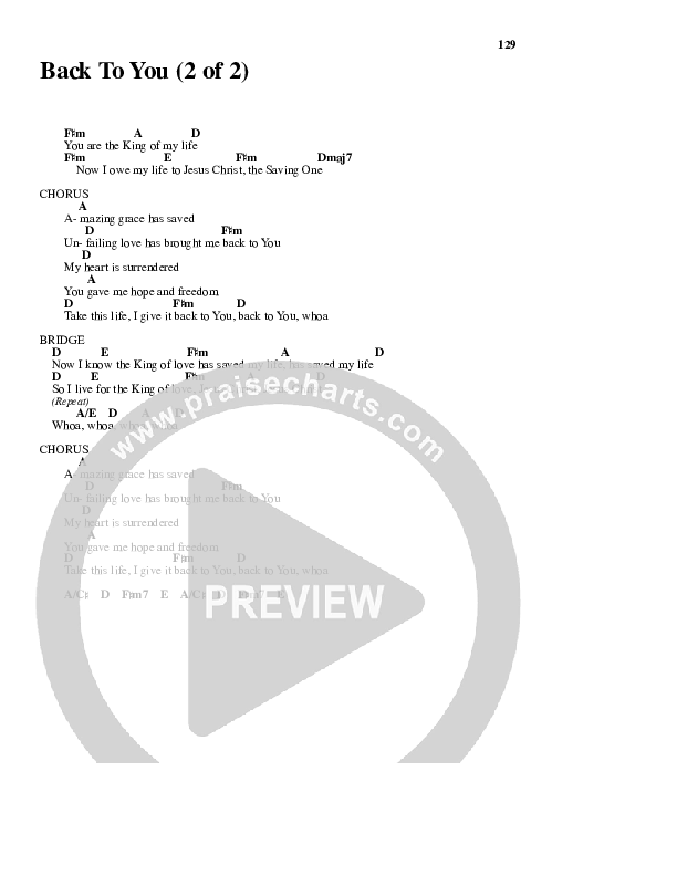 Back To You Chord Chart (ALM:uk)