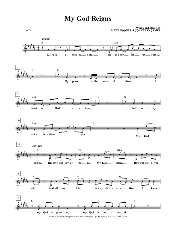 My God Reigns Lead Sheet (ALM:uk)