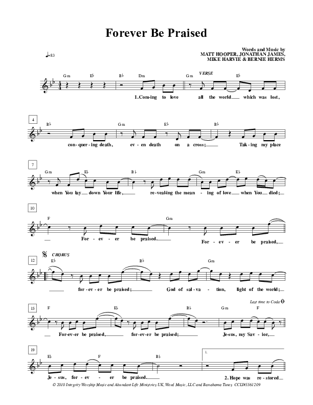 Forever Be Praised Lead Sheet (ALM:uk)