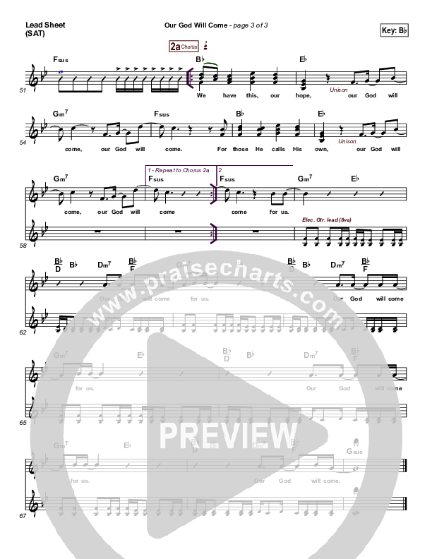 Our God Will Come Lead Sheet (One Sonic Society)