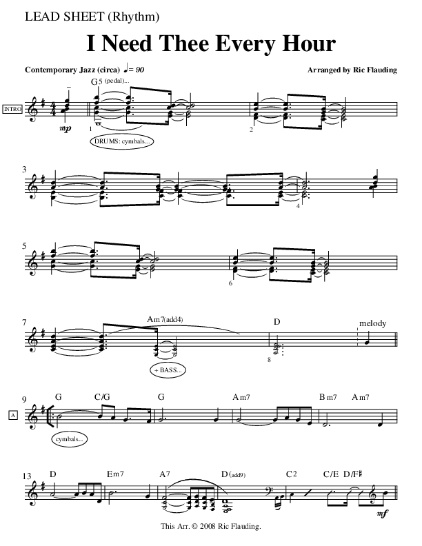 I Need Thee Every Hour (Instrumental) Sheet Music PDF (Ric Flauding