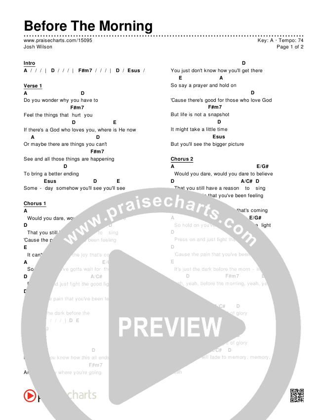 Before The Morning Chords & Lyrics (Josh Wilson)