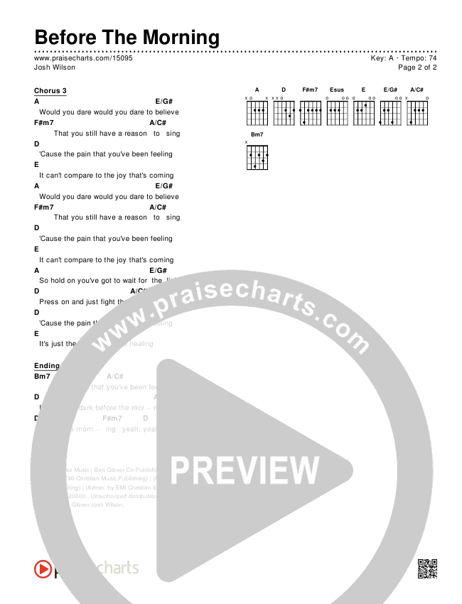 Before The Morning Chords & Lyrics (Josh Wilson)