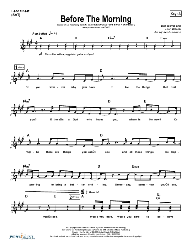 Before The Morning Lead (SAT) (Josh Wilson)