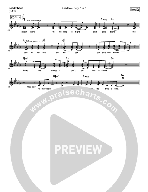 Lead Me Lead Sheet (Sanctus Real)