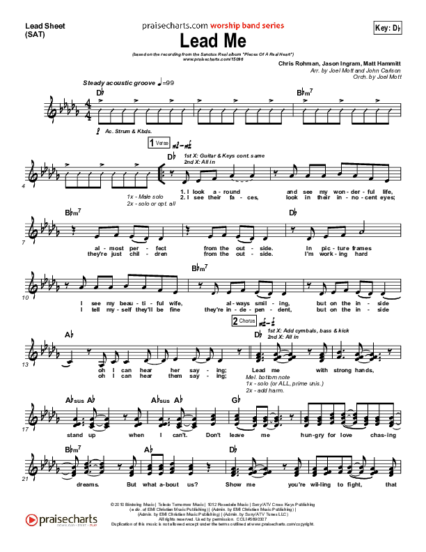 Lead Me Lead Sheet (SAT) (Sanctus Real)