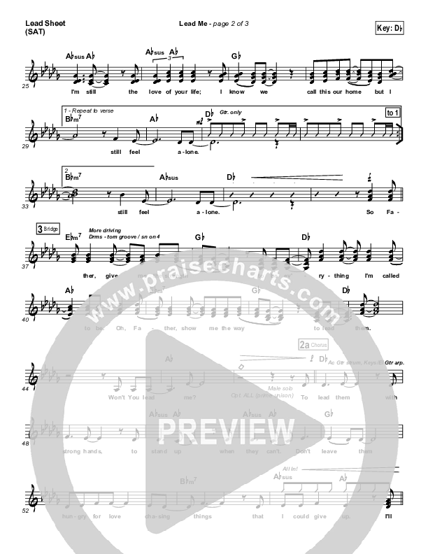 Lead Me Lead Sheet (SAT) (Sanctus Real)