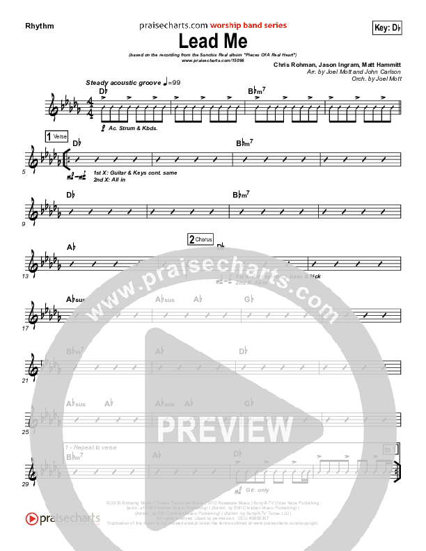 Lead Me Rhythm Chart (Sanctus Real)