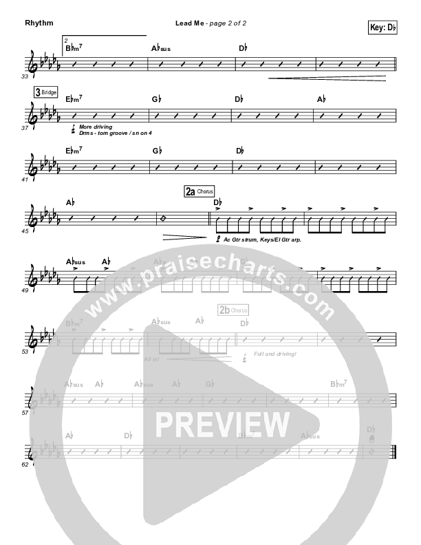 Lead Me Rhythm Chart (Sanctus Real)