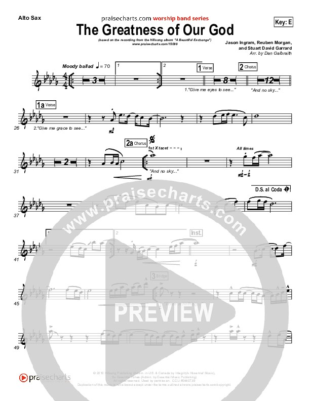 The Greatness Of Our God Alto Sax (Hillsong Worship)