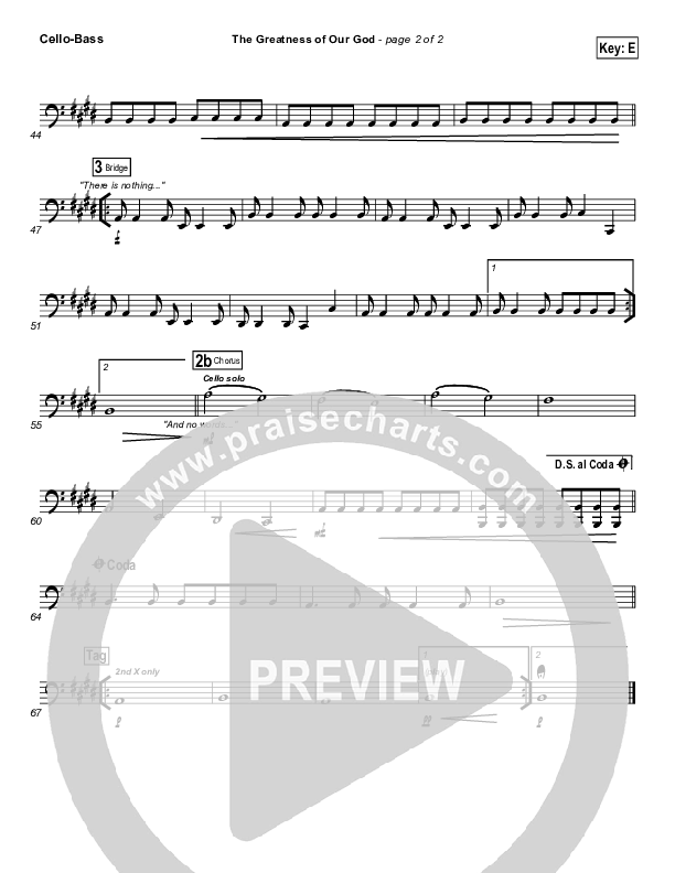 The Greatness Of Our God Cello/Bass (Hillsong Worship)