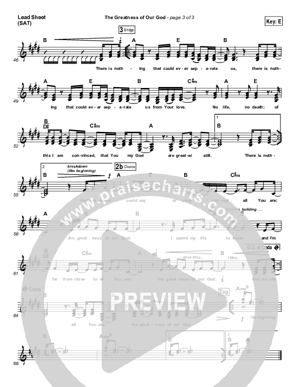 The Greatness Of Our God Lead Sheet (Hillsong Worship)