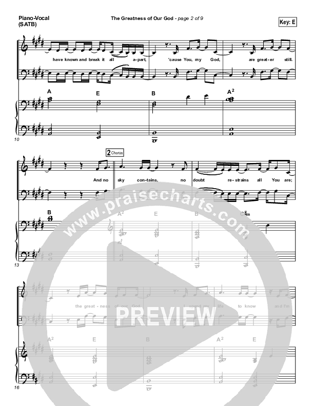 The Greatness Of Our God Piano/Vocal (Hillsong Worship)