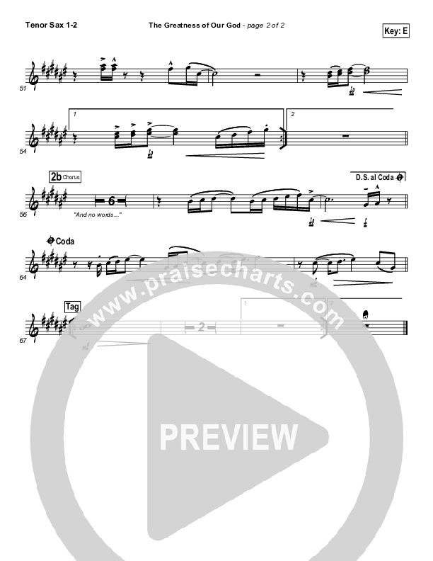 The Greatness Of Our God Tenor Sax 1/2 (Hillsong Worship)