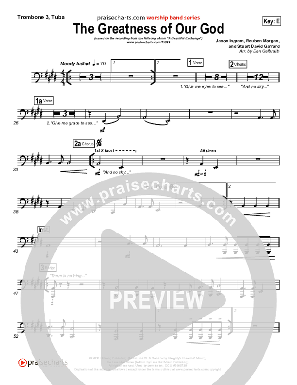 The Greatness Of Our God Trombone 3/Tuba (Hillsong Worship)