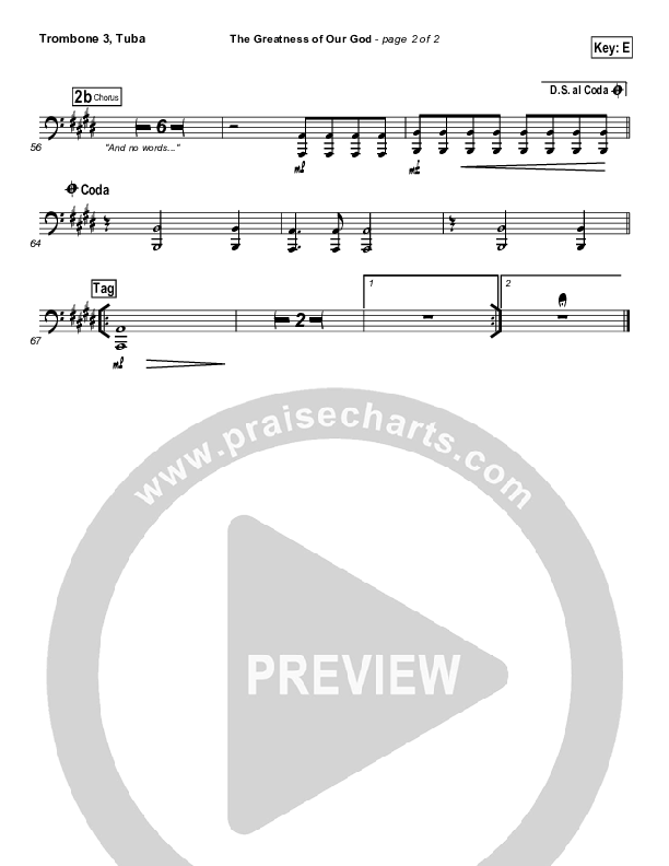 The Greatness Of Our God Trombone 3/Tuba (Hillsong Worship)