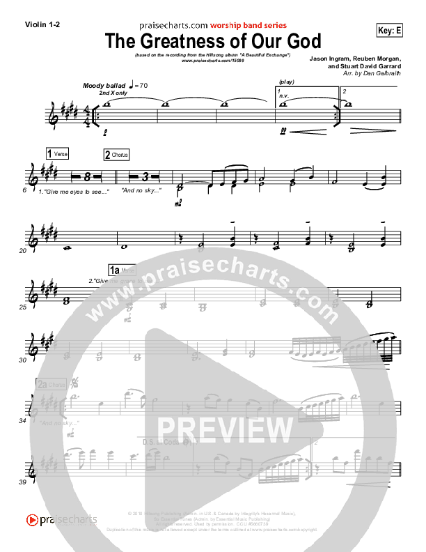 The Greatness Of Our God Violin 1/2 (Hillsong Worship)