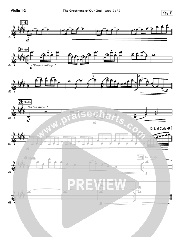 The Greatness Of Our God Violin 1/2 (Hillsong Worship)