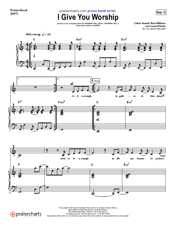 I Give You Worship Piano/Vocal (Ashmont Hill)